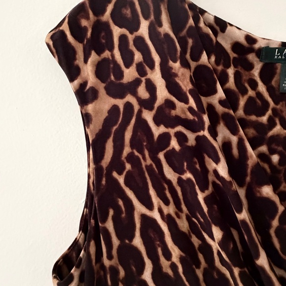 Lauren Ralph Lauren Animal print Stretch Ruching Flattering Cocktail Dress Sz.14 - Picture 3 of 9
